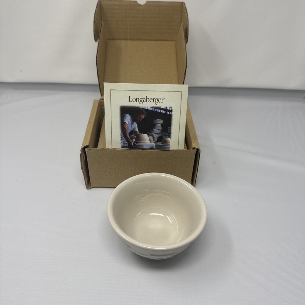 Vintage Longaberger Pottery Traditions Small Round Dessert Bowl Dish 4" Ivory